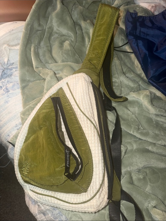 Free People Handbags - Free People Olive Green and White Crossbody Sling Bag